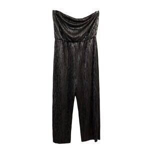 Wild Fable Jumpsuit Metallic Silver Small Strapless Plisse Party Disco Night Out